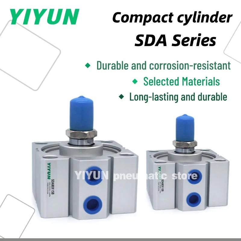 SDA100X5X10X15X20X25X30X35X40X45X50X60X70X80X90X100 S B SB YIYUN Pneumatic components air tool Compact Cylinder SDA Series