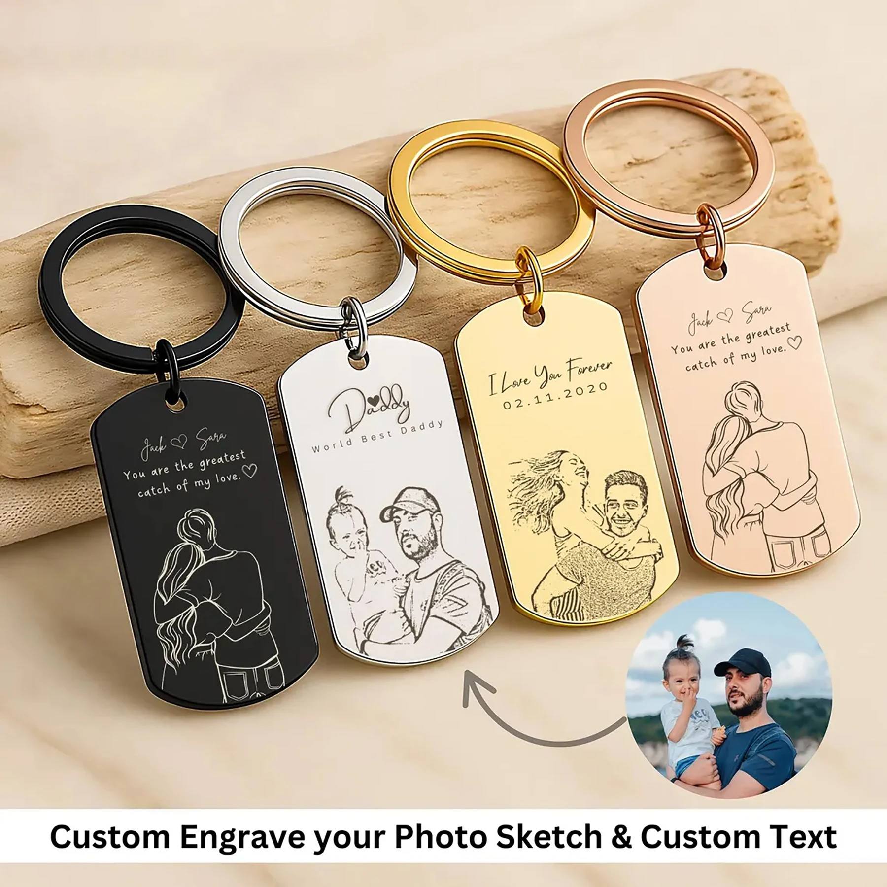 

Персонализированный брелок-фоторамка с гравировкой, прямоугольный, из нержавеющей стали, памятный подарок