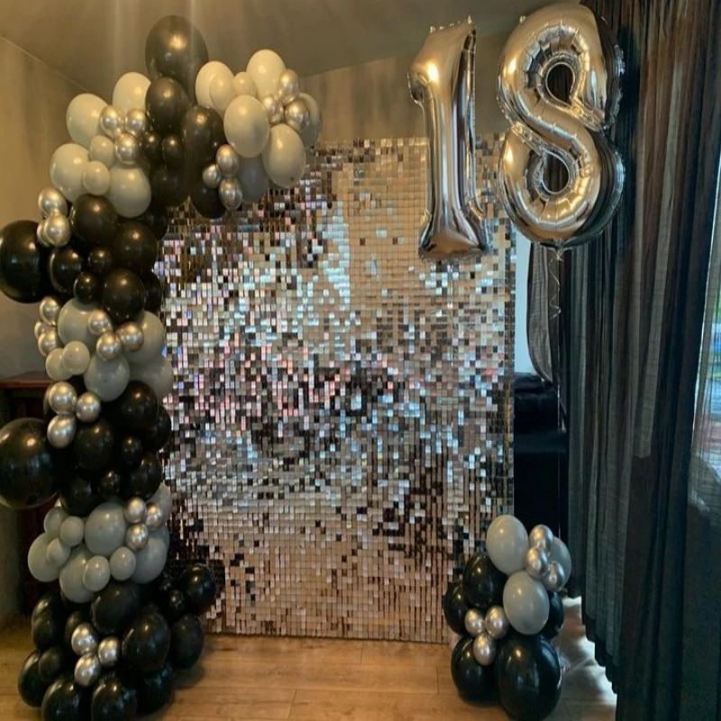 

12/16/18 Panels Romantic Wedding Arrangement Decor Shimmer Square Sequin Wall Backdrop Birthday Home Party Photo Zone Decoration