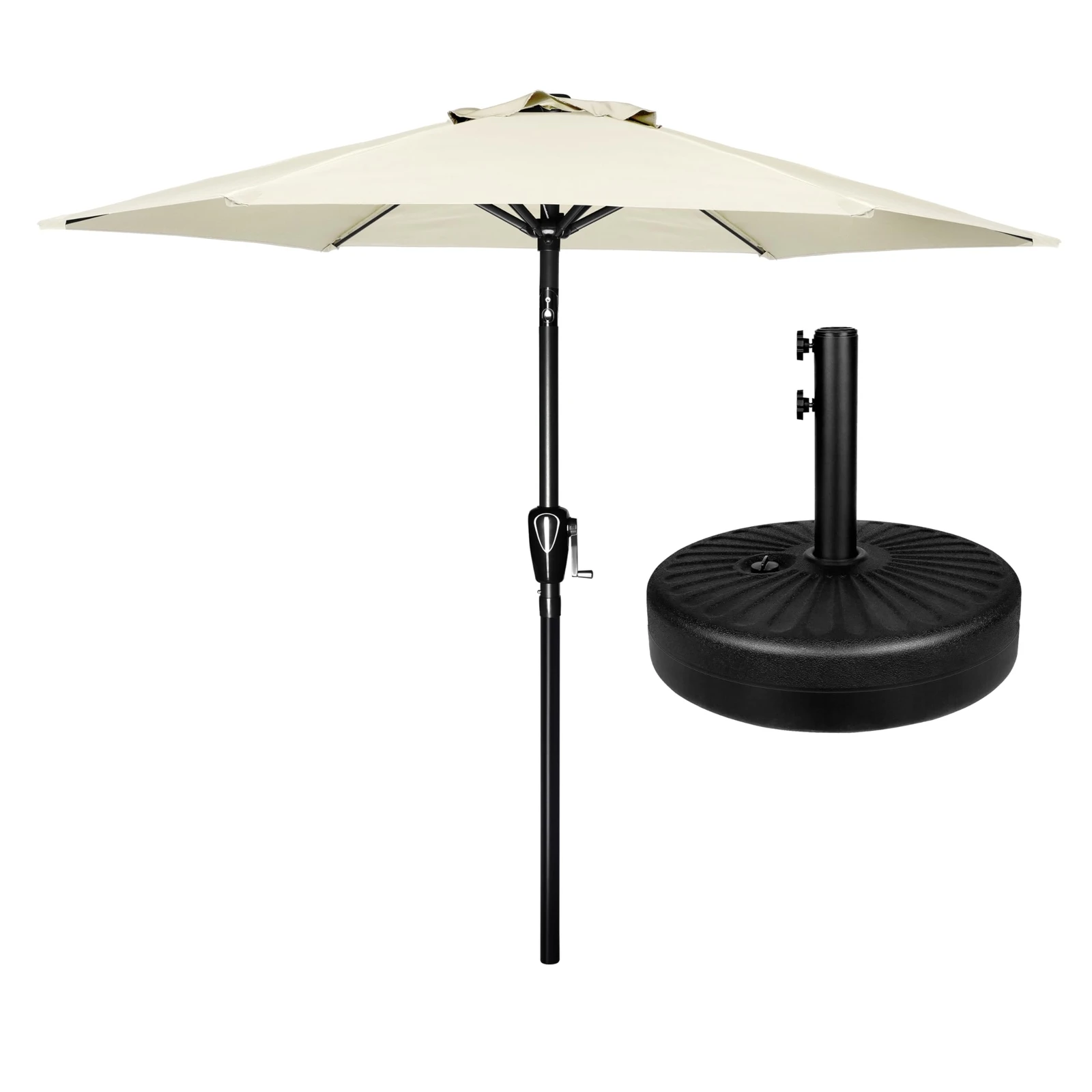 

7.5ft Umbrella Outdoor with Round Umbrella Base Stand for Garden Pool Beige
