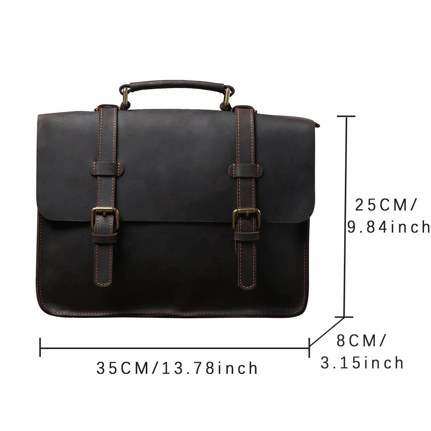 S.WORKER Echtleder-Aktentasche für Herren | Vintage Büro-Handtasche Laptop-Tasche – Detail 3