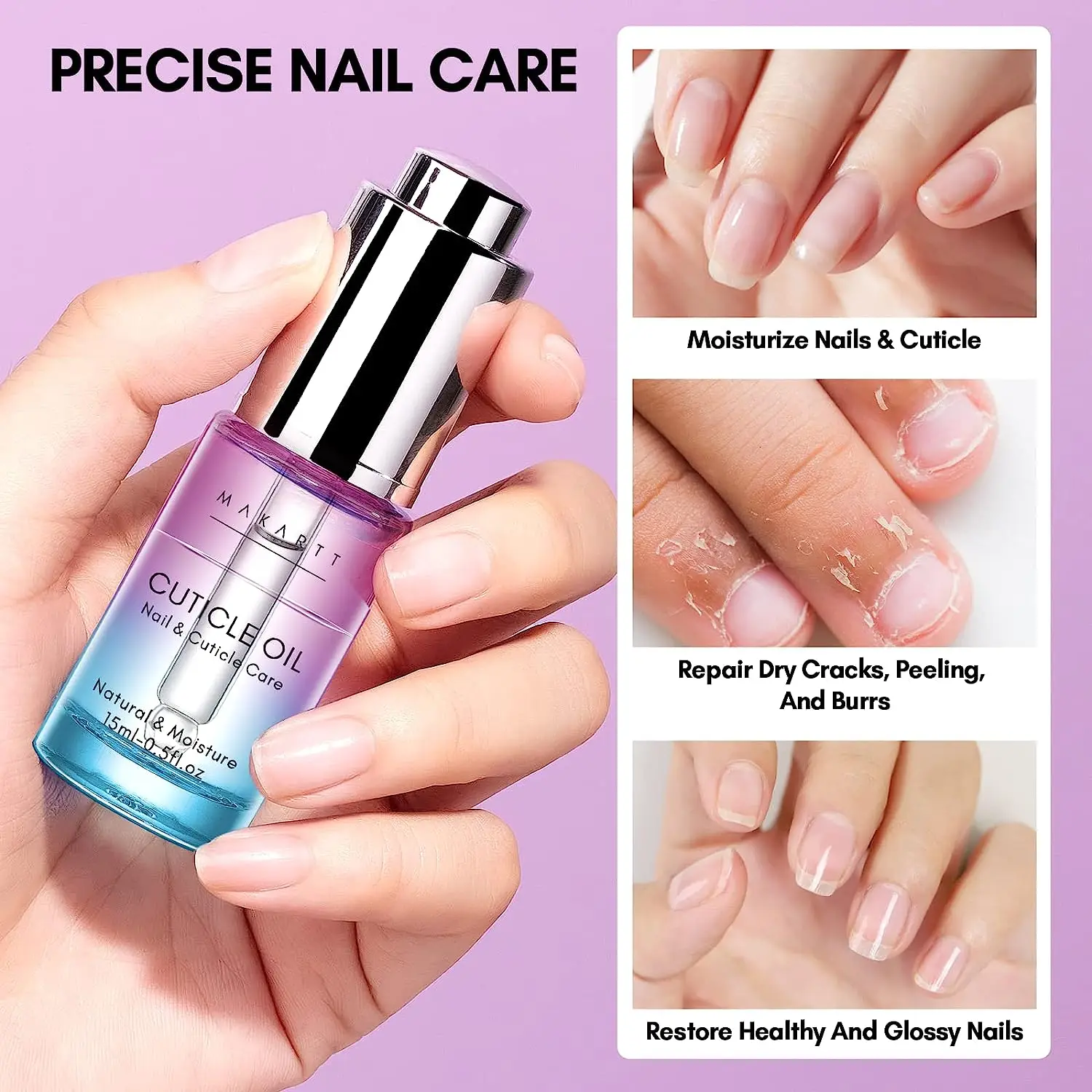 Makartt Cuticle Oil 15ML For Nails Care,   Softener Nail Growth Treatment Quickly Absorbed Water-Oil Separation