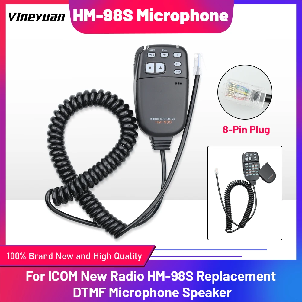 New DTMF Microphone Speaker HM-98S for Icom IC-2100H IC-2710H IC-2800H IC-2200H IC-V8000 IC-2100 IC-2200 IC-208 IC-E208 Radio