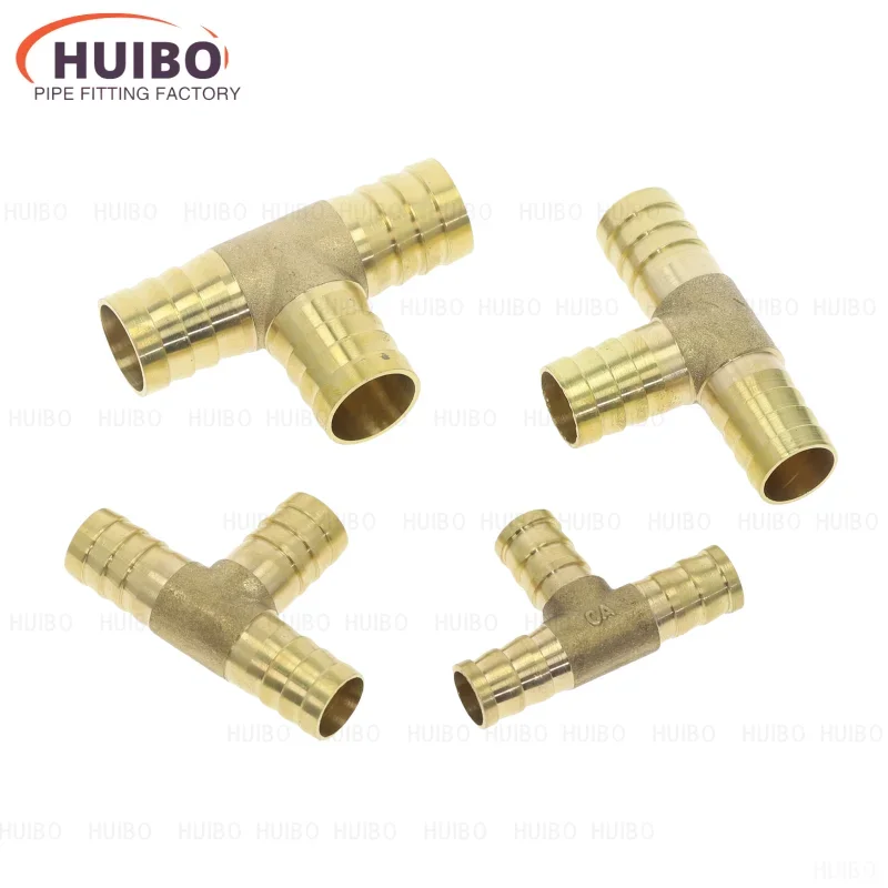 Brass Splicer Pipe Fitting T Shape 3 Way Hose Barb 4 6 8 10 12 16mm Copper Barbed Connector Joint Air Water Oil Coupler Adapter