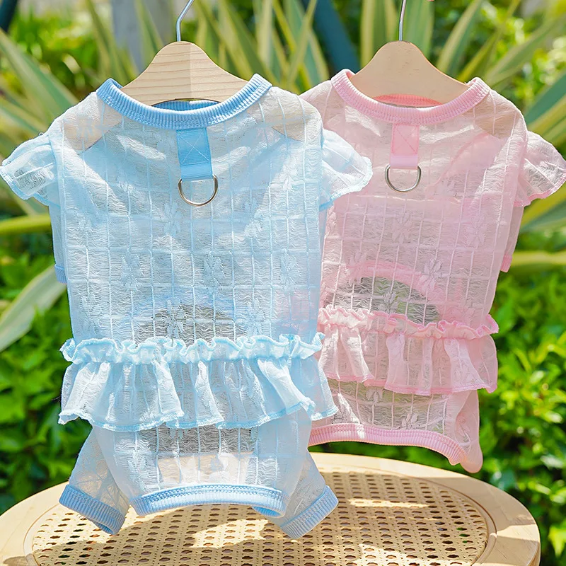 

Summer Cooling Dog Clothes Mesh Breathable Dog Vest Pet Jumpsuit Four Legs Clothing Chihuahua French Bulldog Girls Dog Overalls