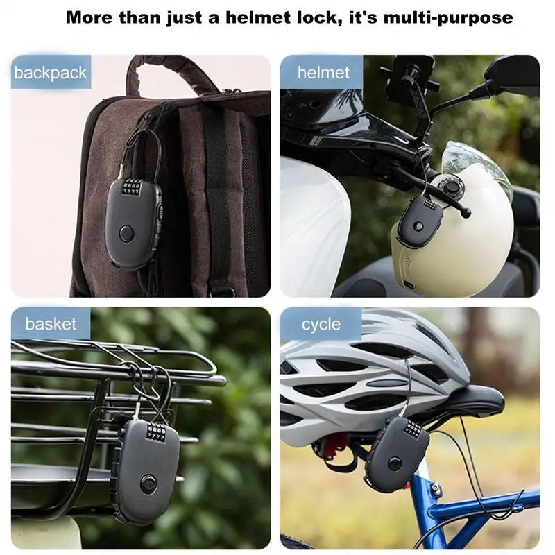 قفل كابل الأمتعة قفل برمز 4 أرقام قفل سلك مجمع للسفر الأمتعة حقيبة خوذة كلمة المرور قفل قابل للتغيير