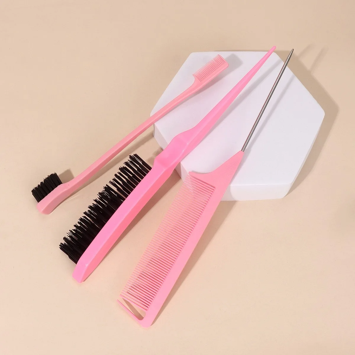 3pcs/set Double Sided Hair Edge Brush Set Hair Styling Comb Control Brush Accessories Hairline Brush Comb Styling Partition Comb