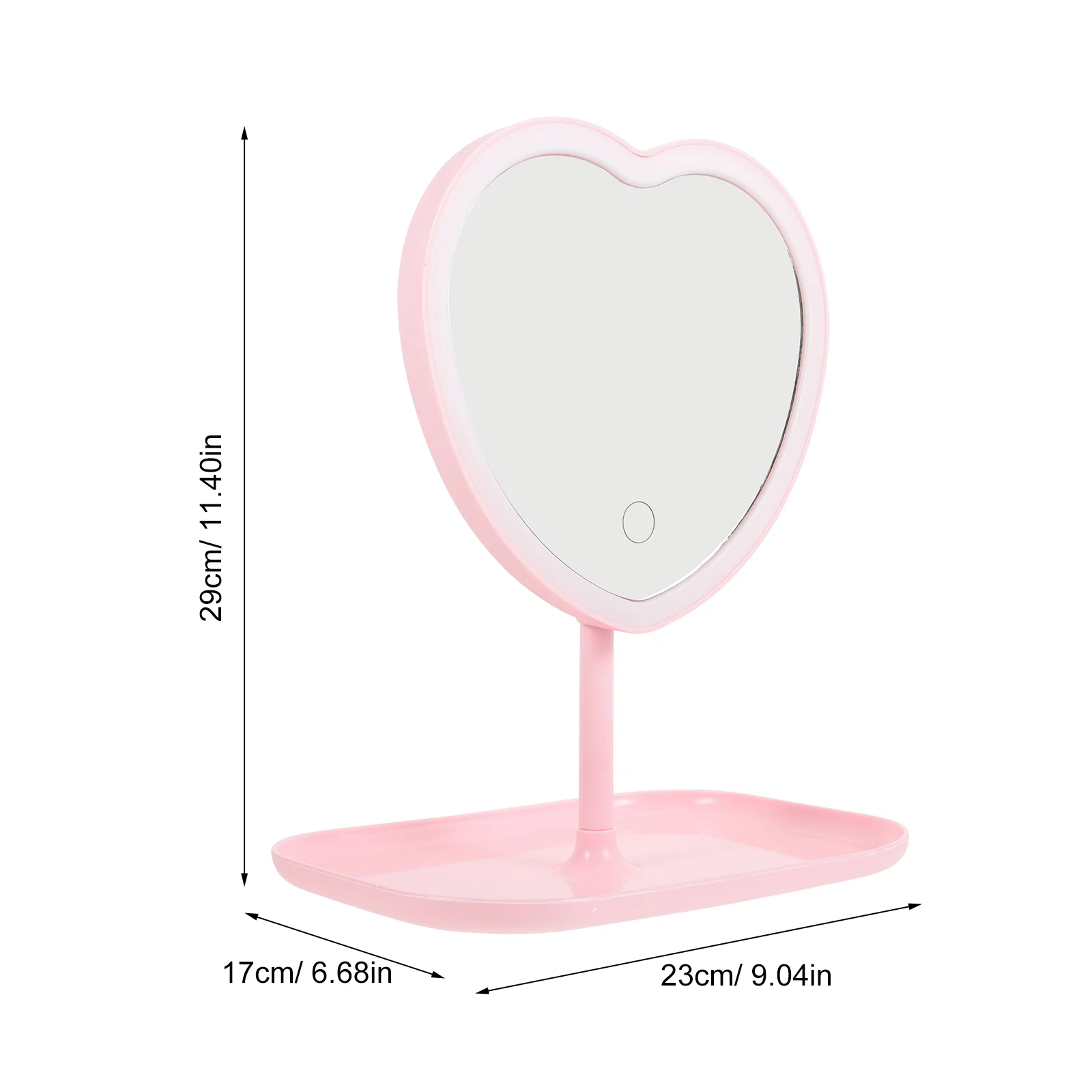 Specchio da tavolo Love Beauty Makeup Luce LED ricaricabile tramite USB (amore rosa) per specchi