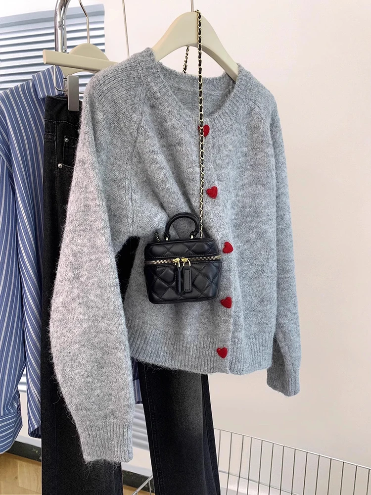 Lazy Style Sweater Coat Women Autumn and Winter Design Sense Niche Soft Glutinous O-Neck Knitted Cardigan Female Tops