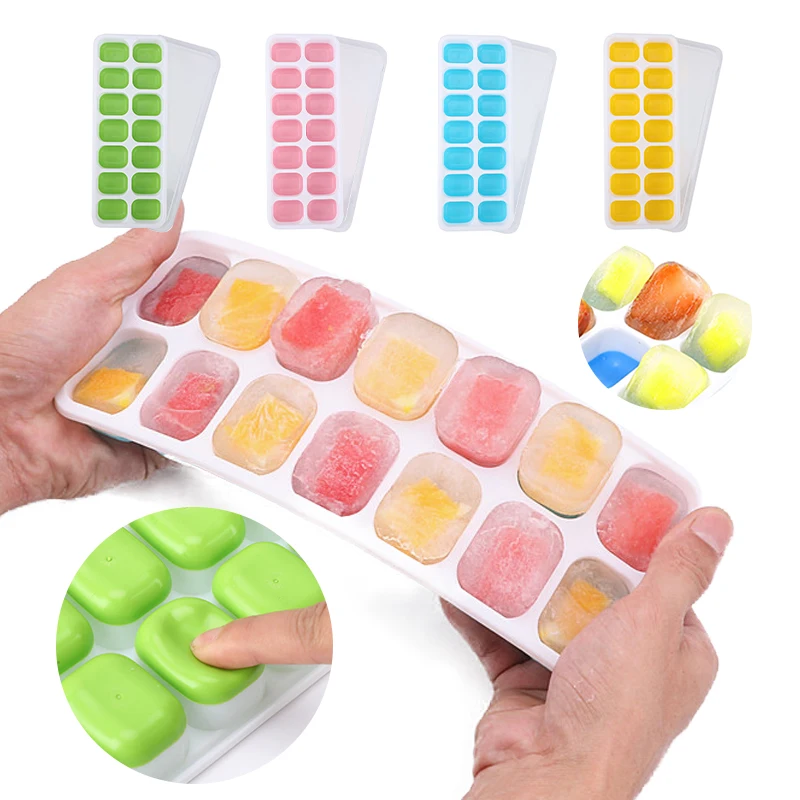 14 Grid Silicone Ice Cube Ice Mould Box Small Freezer Refrigerator Homemade Tray Forms Food Grade Mold For Whiskey Cocktail