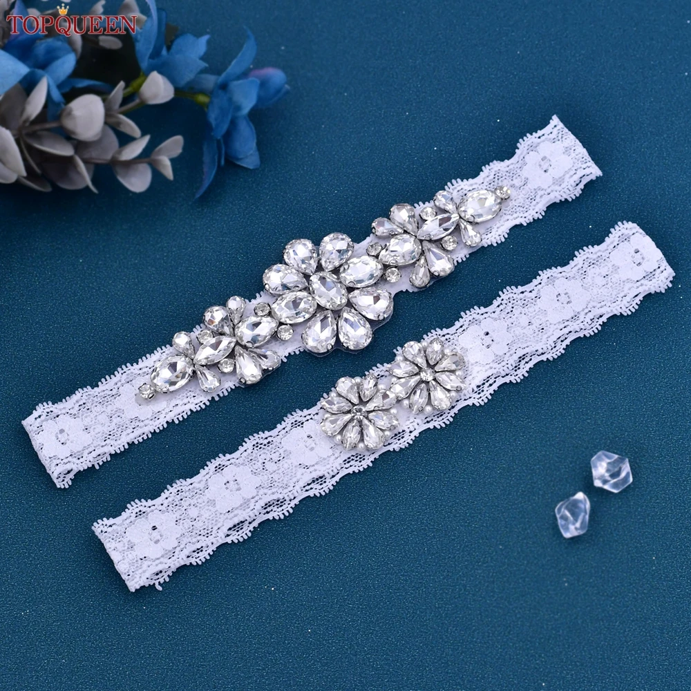 TOPQUEEN – ceinture de jarretelles de mariage, en dentelle, faite à la main, perlée, diamant, liguero, sexy, porte-jarretelle, personnalisé, S45