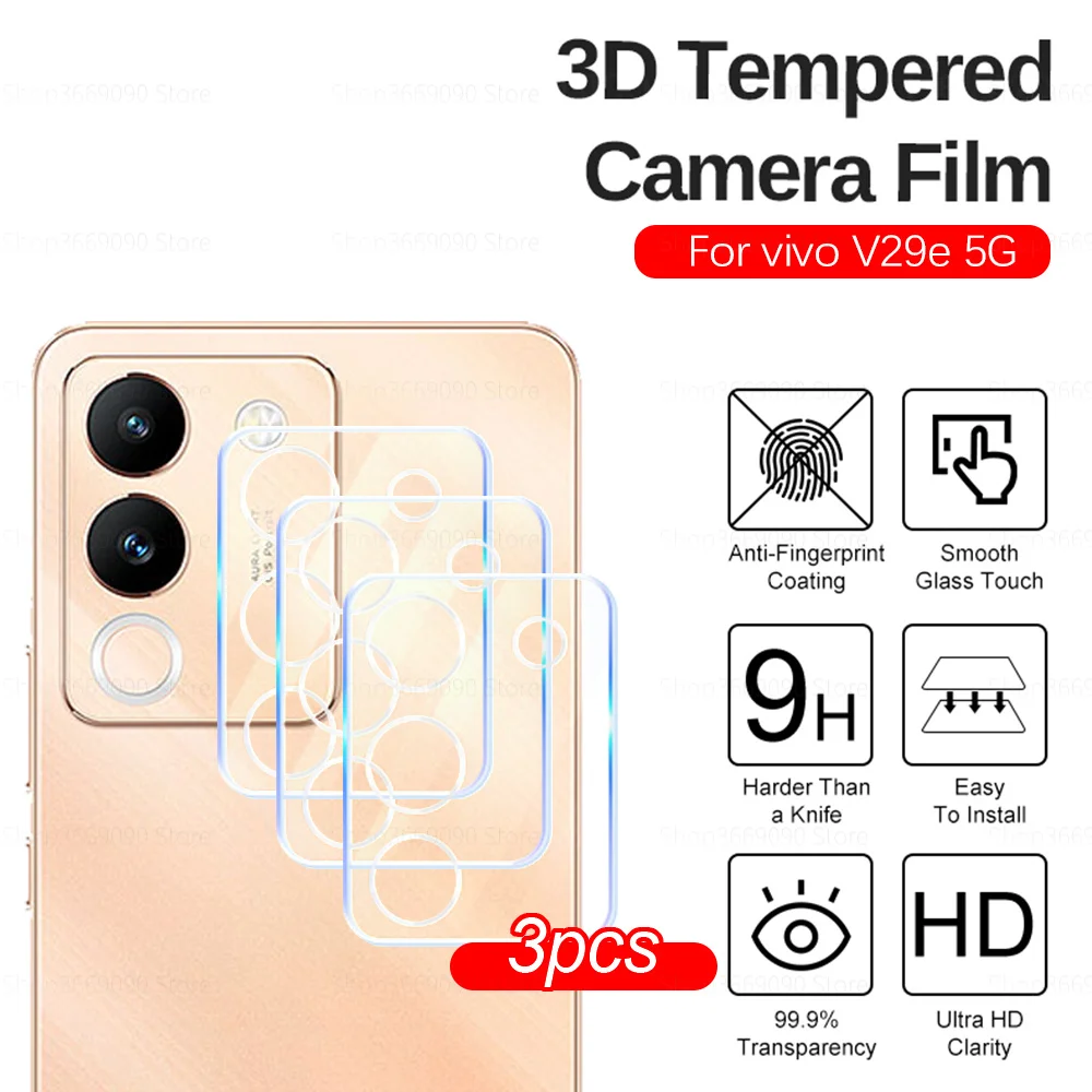 3pcs Rear Lens Protector Case For vivo V29e Clear Tempered Glass Back Camera lens Cover For vivo V 29 E 29E Vivov29e 5G 6.67inch