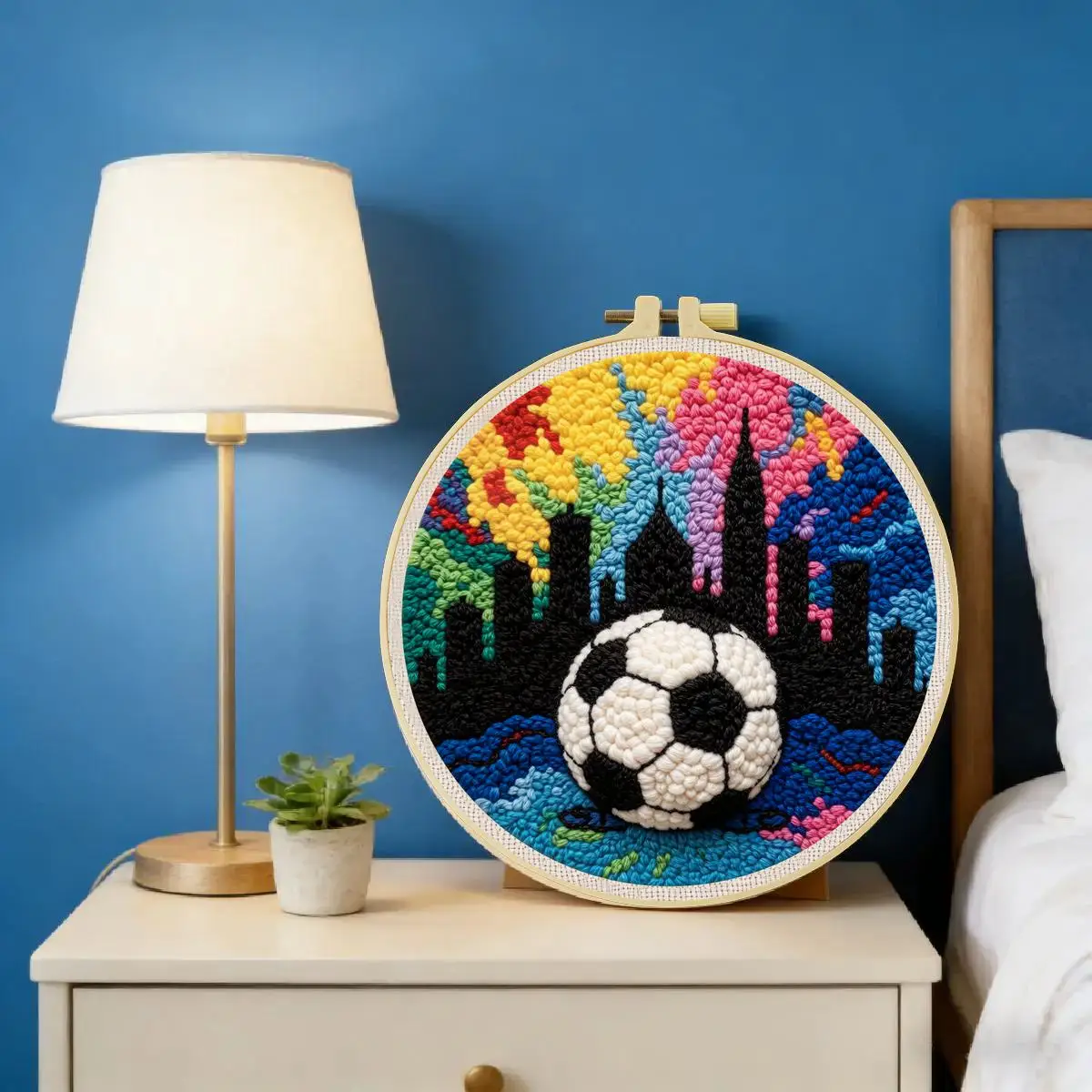 20X20CM/7,87 Zoll Urban Football Punch-Nadel-Stickset, Stickerei, gestrickte Stickerei, DIY handgemachtes Geschenk – Detail 2