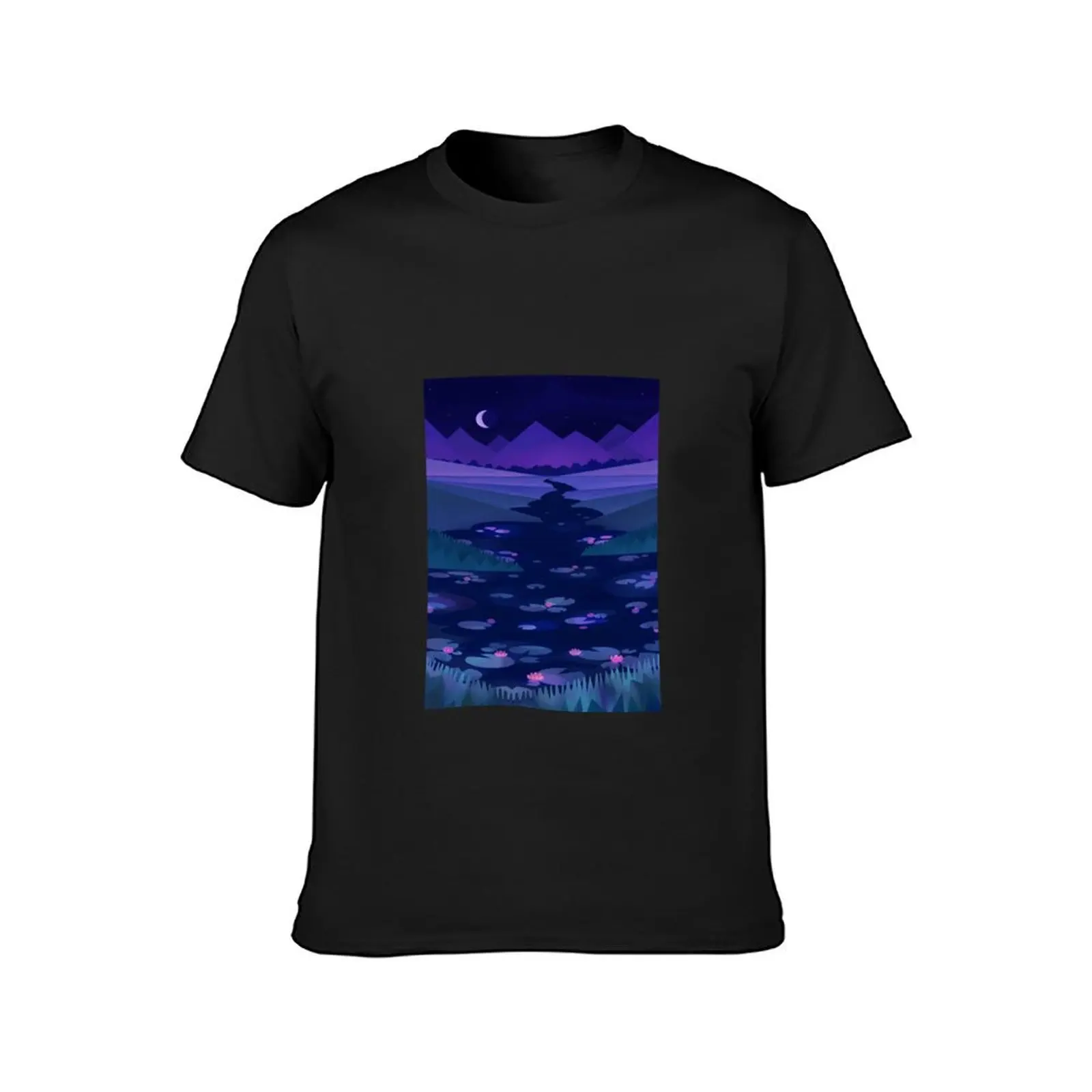 Lotus Pond T-Shirt oversized tees summer tops graphics men clothes