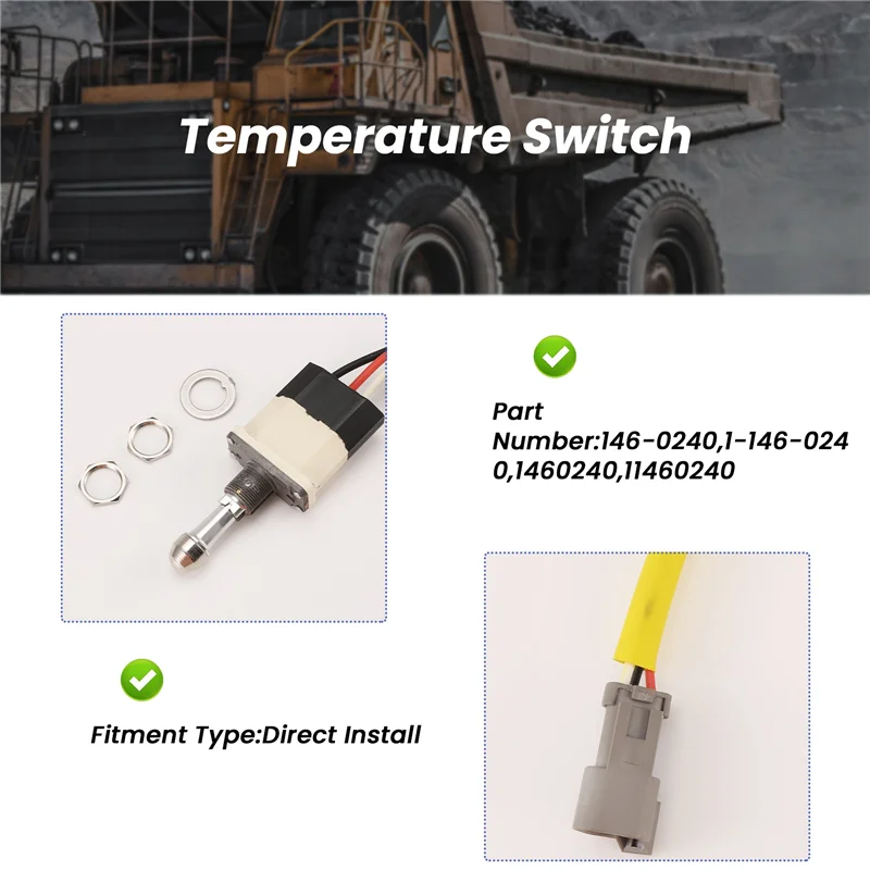 

Plain Coolant Temperature Switch 146-0240 1-146-0240 1460240 11460240 For Caterpillar 730 735 740 785B 793C 938G 962G 950G