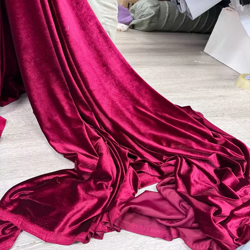 Vintage Green Velvet Fabric for Formal Dress Backdrops Wedding Party Decoration Curtain Cloth Drap Handmade DIY Material