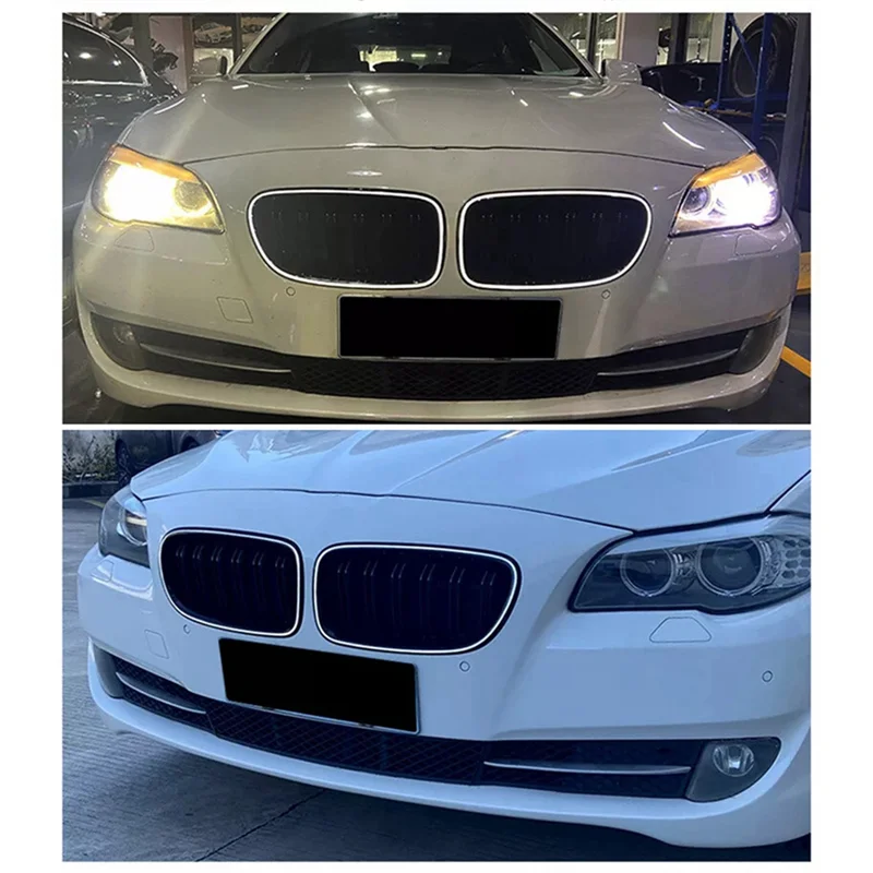 BB-Gloss Black Car Led Light Front Grille Replace Trim For BMW 5 Series F10 2010-2014