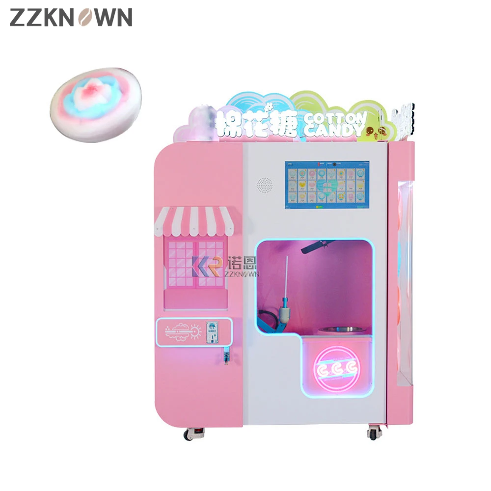 Double Door Flower Sugar Cotton Candy Maker Full Automatic Marshmallow Sponges Fairy Floss Vending Machine Candy Dispenser