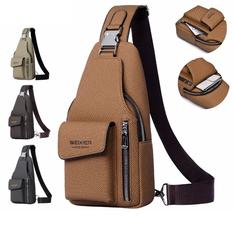 

New men's chest bag high quality PU leather crossbody bag water-resistant outdoor travel small backpack men crossbody bag