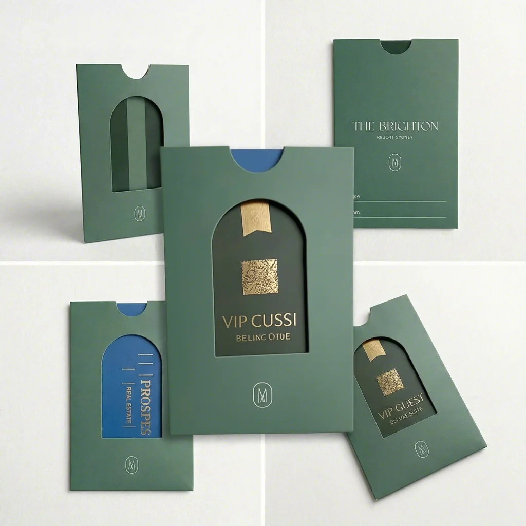 Custom Printed 100Pcs RFID Blocking Hotel Key Card Sleeves Durable Plastic Card Protector with Custom Logo for Hotel Supplies
