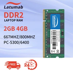 Latumab Memoria RAM DDR2 4GB 8GB 667MHz 800MHz Laptop SODIMM Memory PC2-5300 6400 RAM 200Pin 1.8V Notebook Memory Dual Channel