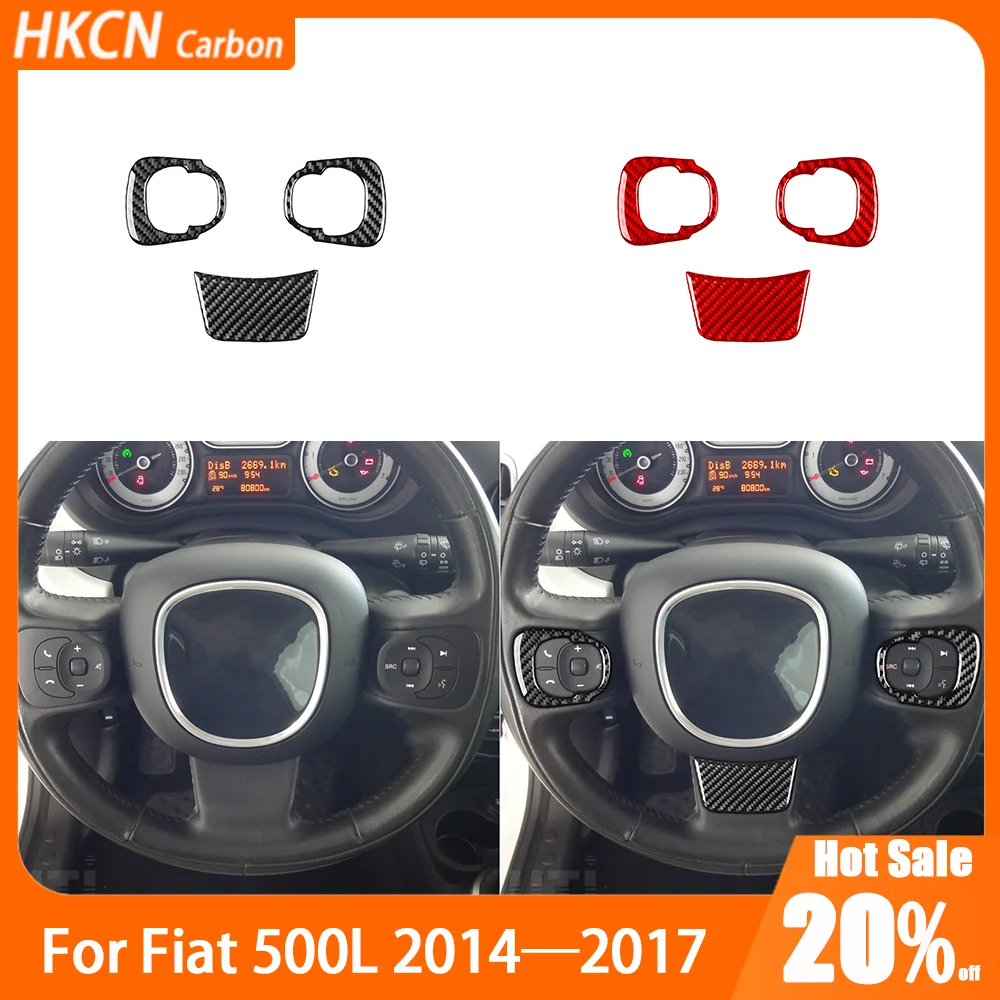 

Carbon Fiber Steering Wheel Button Chin Panel Car Accessories Interior Cover Trim Sticker Modification For Fiat 500L 2014—2017