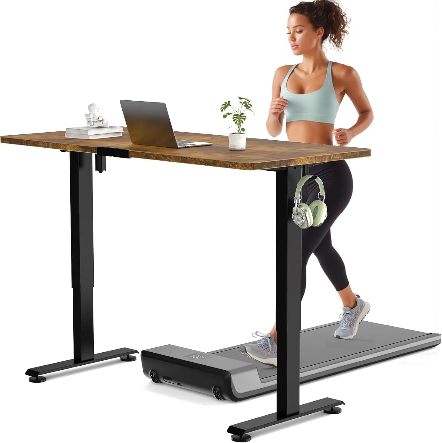 

55 Inch Large Electric Standing Desk, Heights Adjustable, Sit To Stand Up, Work Home Office Computer Table for Study,Walking Pad