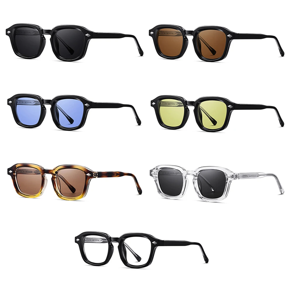 نظارات شمسية رجالية من Kachawoo بإطار CP مربع من الأسيتات نظارات شمسية كلاسيكية للنساء على الطراز الأوروبي الكلاسيكي UV400 بنمط ظلال باللون البني #5