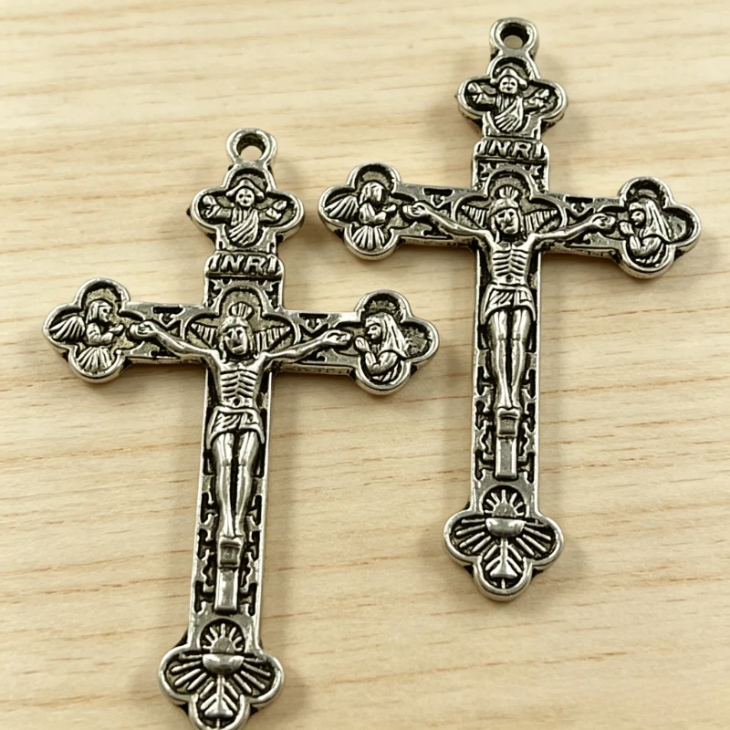 80 Stück antike silberfarbene Kreuz-Anhänger 46 x 28 mm A1655 für Halskette, Ohrringe, Schmuckherstellung – Detail 1