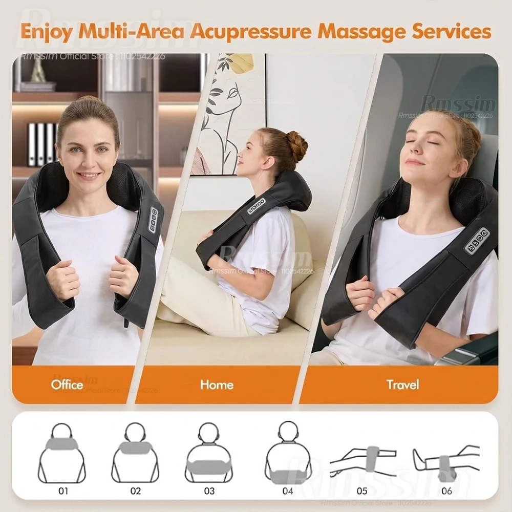 Electric Neck and Shoulder Massager with Heat, Deep Tissue 3D Kneading Pillow Shiatsu Back Massager for Muscle Pain Relief - view 6