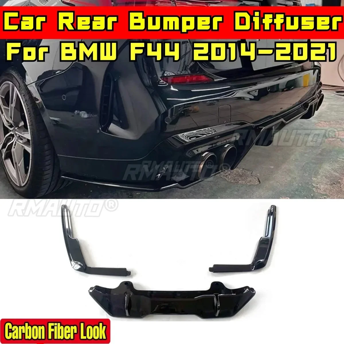 F44 bemper belakang ลิปคาร์บอนไฟเบอร์ชุดตัวแยกกระจาย bemper belakang สำหรับ BMW F44 2014-2021อุปกรณ์เสริมรถยนต์