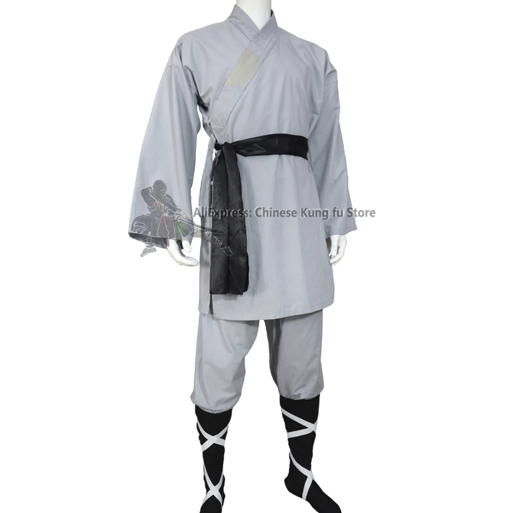 

Chinese Shaolin Monk Wushu Martial arts Suit Tai chi Kung fu Uniform Gray Cotton Wing Chun Clothing