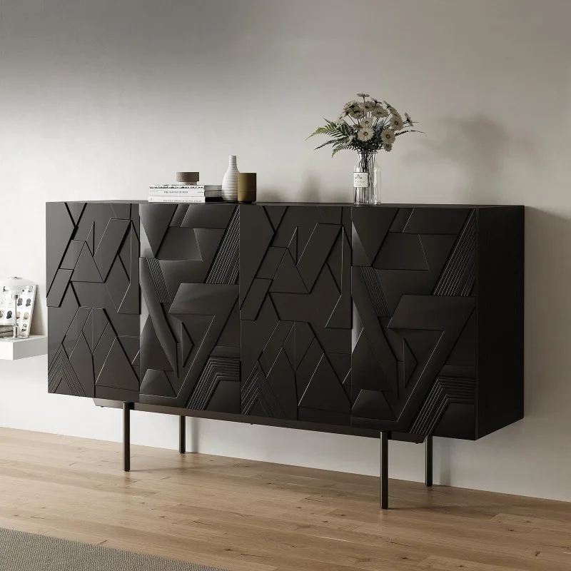 Entrance cabinet minimalist 3D three-dimensional carved locker storage home dining side cabinet living room decoration