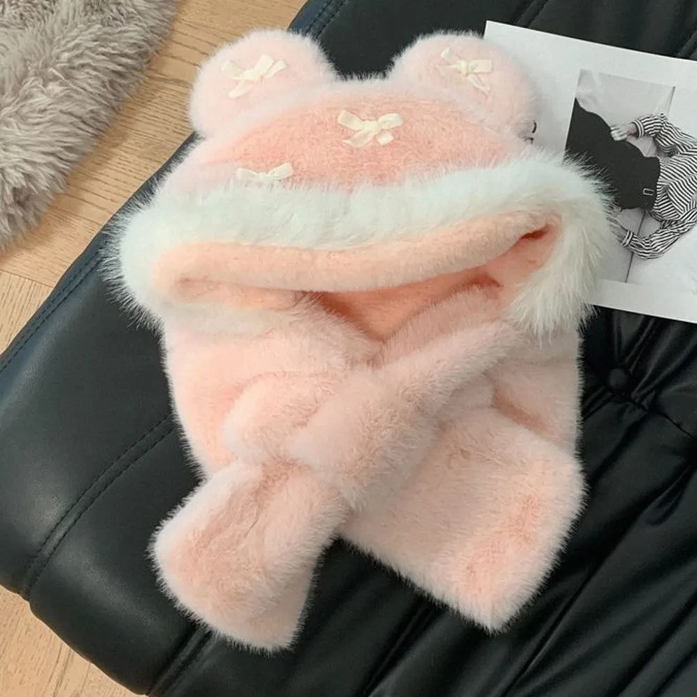 

Fashion Winter Balaclava Hat Windproof Thickened Beanies Cap Keep Warm Bowknot Ear Protection Hat Outdoor