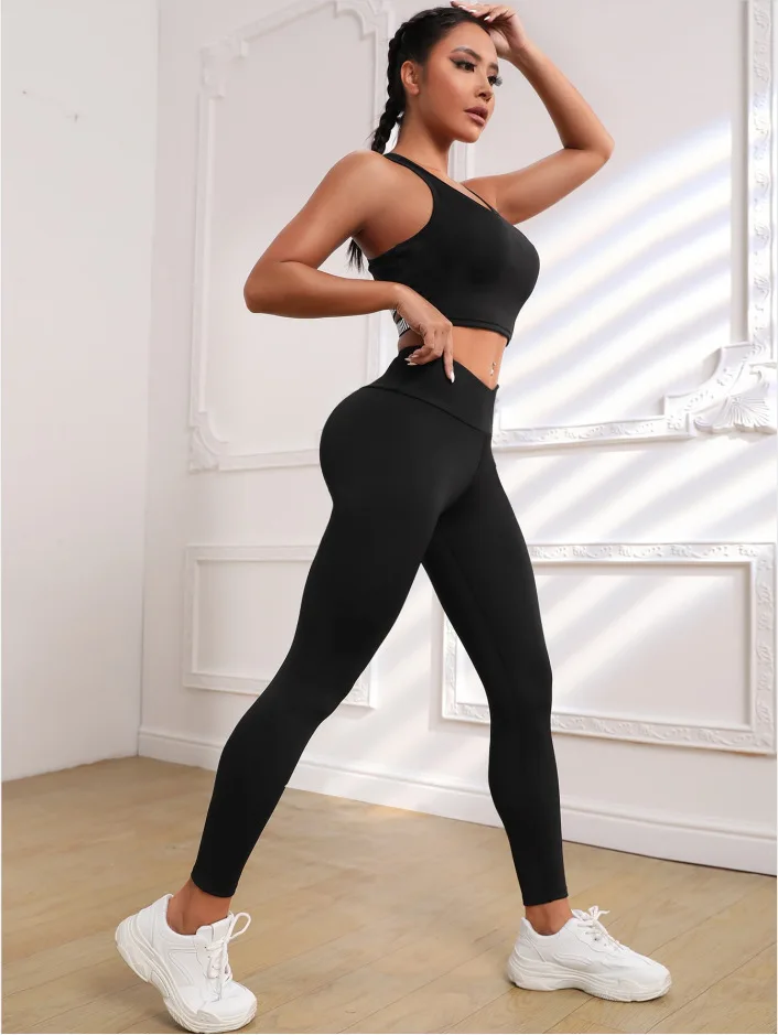 Leggings per il Fitness Legging senza cuciture Sport donna Solid Push Up Leggings a vita alta Scrunch Butt Sport Yoga Pant