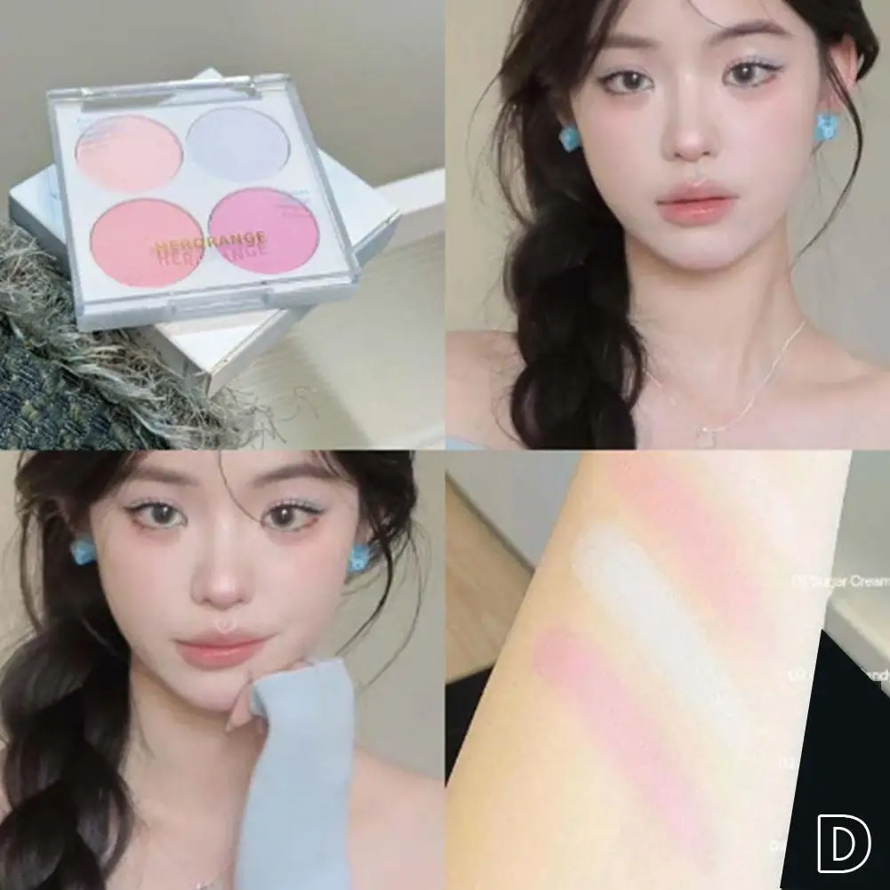 4 ألوان أحمر الخدود مسحوق لوحة الوجه الحلو الألوان الدافئة الطبيعية ماتي الخد مسحوق الوجه الجمال ماكياج التجميل أحمر الخدود #6