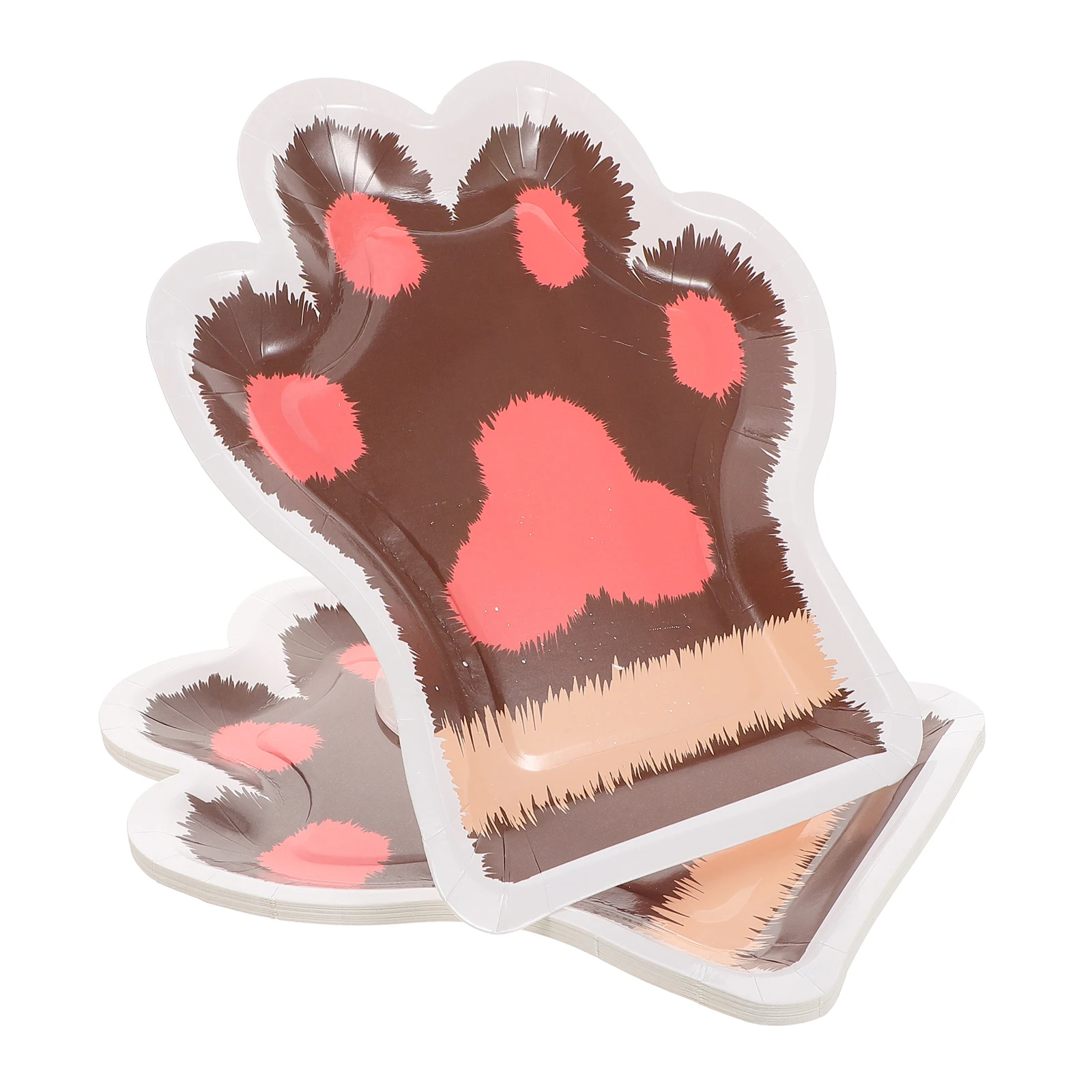 

10pcs Cat Claw Paper Plates Birthday Party Supplies Dessert Tray Animal Themed Shaped Celebration Cake Pan Durable Easy Cleanup