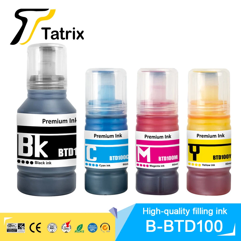 Tatrix BTD100 BTD-100 BTD100BK Premium Compatible Color Bulk Water Based Bottle Refill Ink Tinta for Brother DCP-T230 Printer