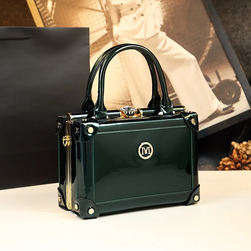 2023 New Design Genuine Leather Women\'s Handbags Commuter Large Square Hard Box Shoulder Crossbody Bag Fashion Evening Bags