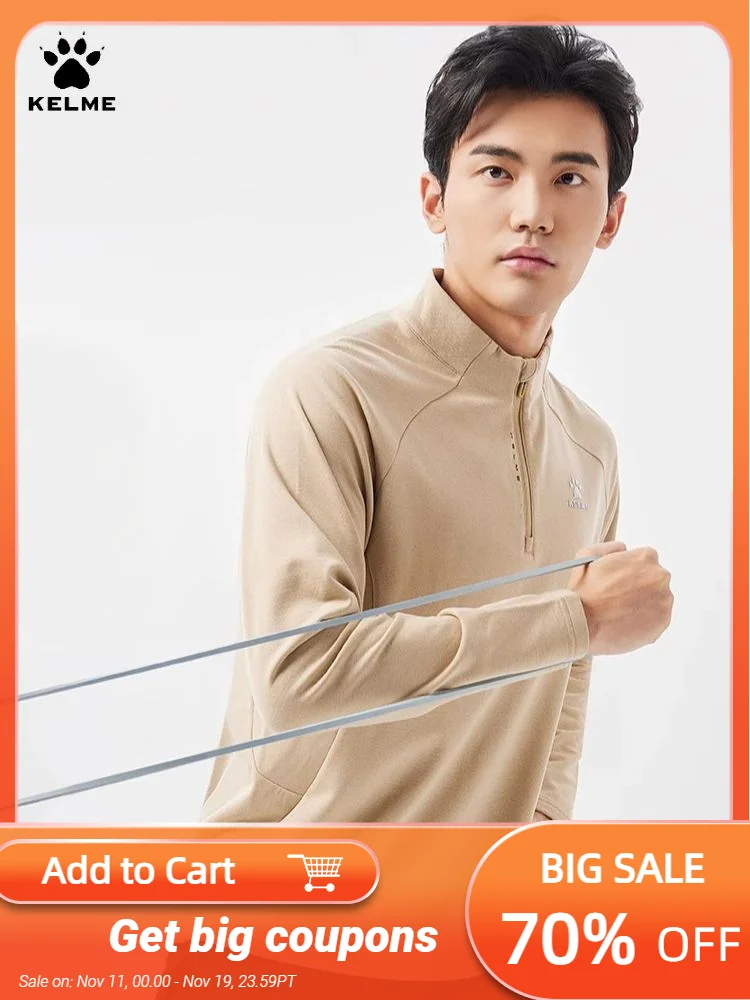 

Kelme Мужская толстовка на молнии ветрозащитная вязаная с длинными рукавами для занятий спортом на открытом воздухе теплый тренировочный пуловер быстросохнущий футбольный топ