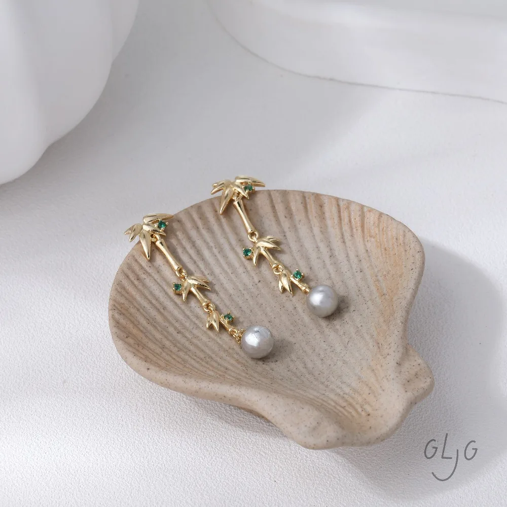 2 قطعة تصميم الخيزران الأذن ترصيع النتائج مجوهرات النحاس صنع Diy بها بنفسك أقراط لوازم 14 كيلو مطلية بالذهب اكسسوارات 37*11 مللي متر