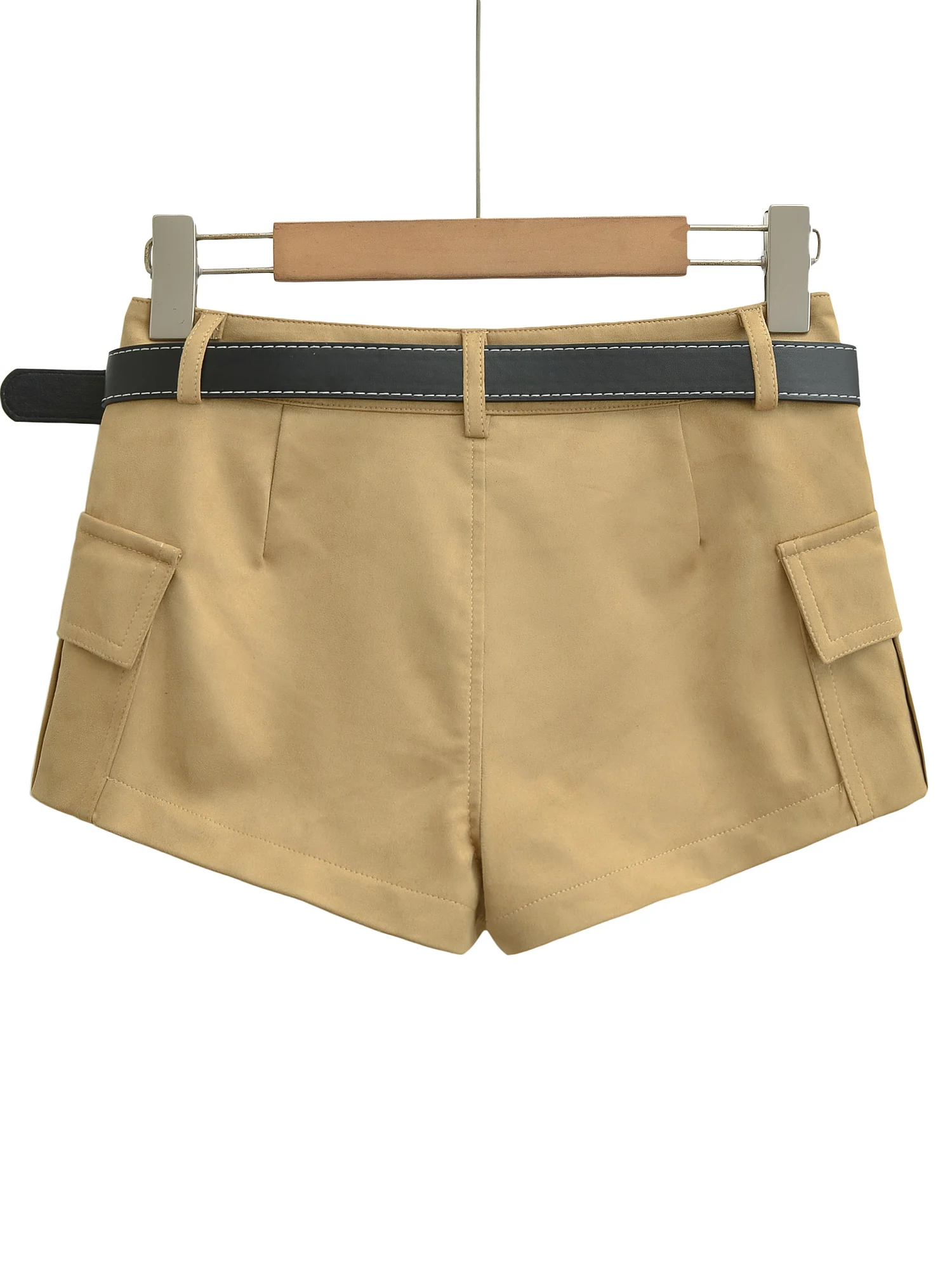 American Style High Waist Workwear Shorts Women's Casual Pants Waist Belt Suede Velvet Retro Street Fashion Multi-Purpose