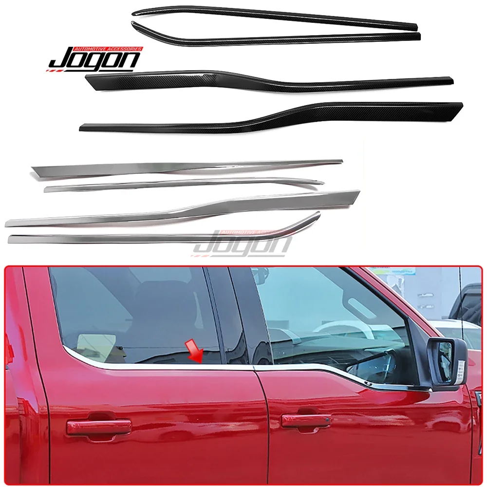 4Pcs Stainless Steel Car Exterior Side Door Window Sill Panel Cover Trim Protector For Ford F150 F-150 2017 2018 2019 2020