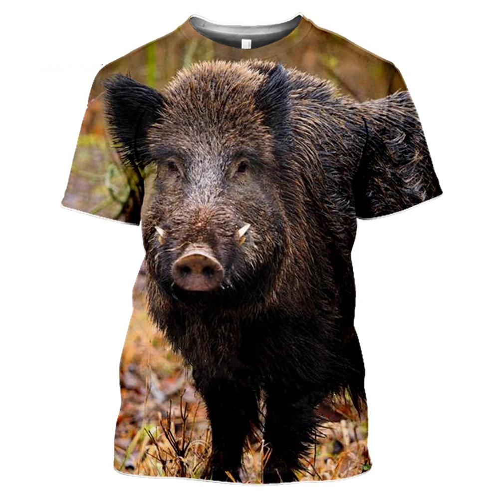 Camouflage Boar Animals Hunting 3D T-shirt Summer Leisure Men Tops Fashion Street Women\'s Pullover Short Sleeve T Shirt