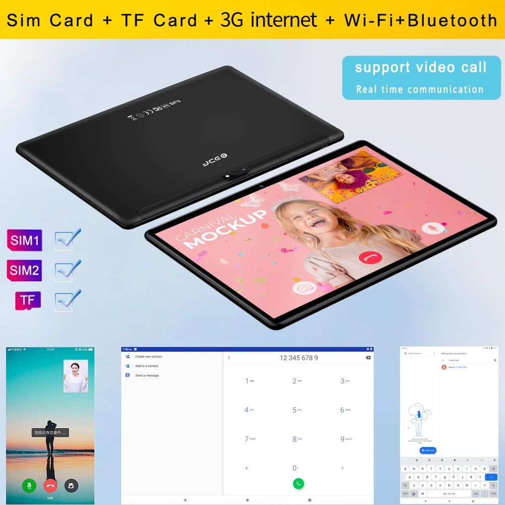 BDF 新しい 10.1 インチ 4GB RAM 64GB ROM 2.5D IPS ガラス 3G 電話 Sim カード Wi-Fi Bluetooth タブレット Pc Android 11 Google ストア