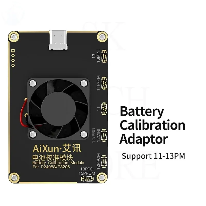 Aixun P2408S Battery Calibration Adaptor Wth Built-in Cooling Fan for lPhone 11-13PM Battery Charge & Discharge Round Cycle Test