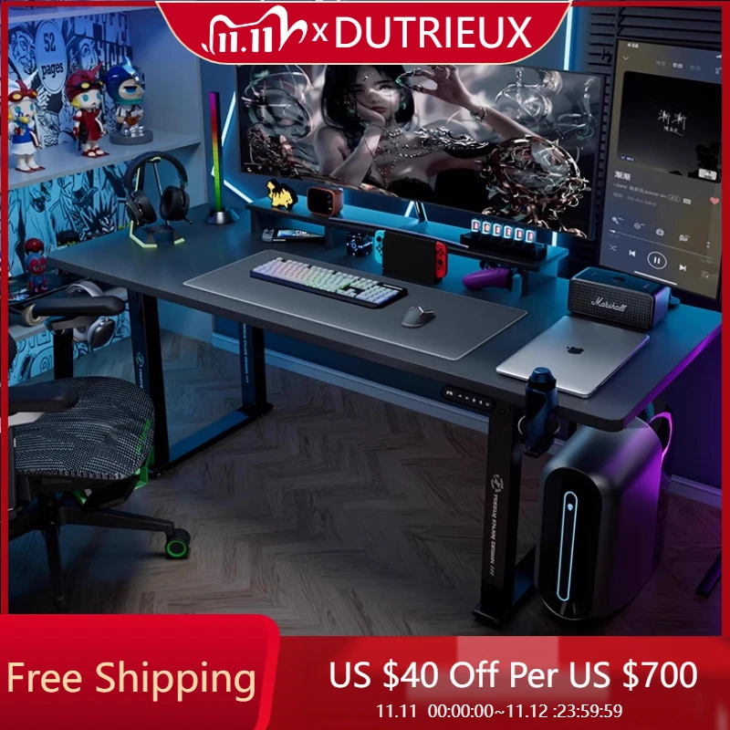 

Black Luxury Computer Desks Organizers Setup Console Design Computer Desks Standing Supplies Mesas De Computador Home Furniture