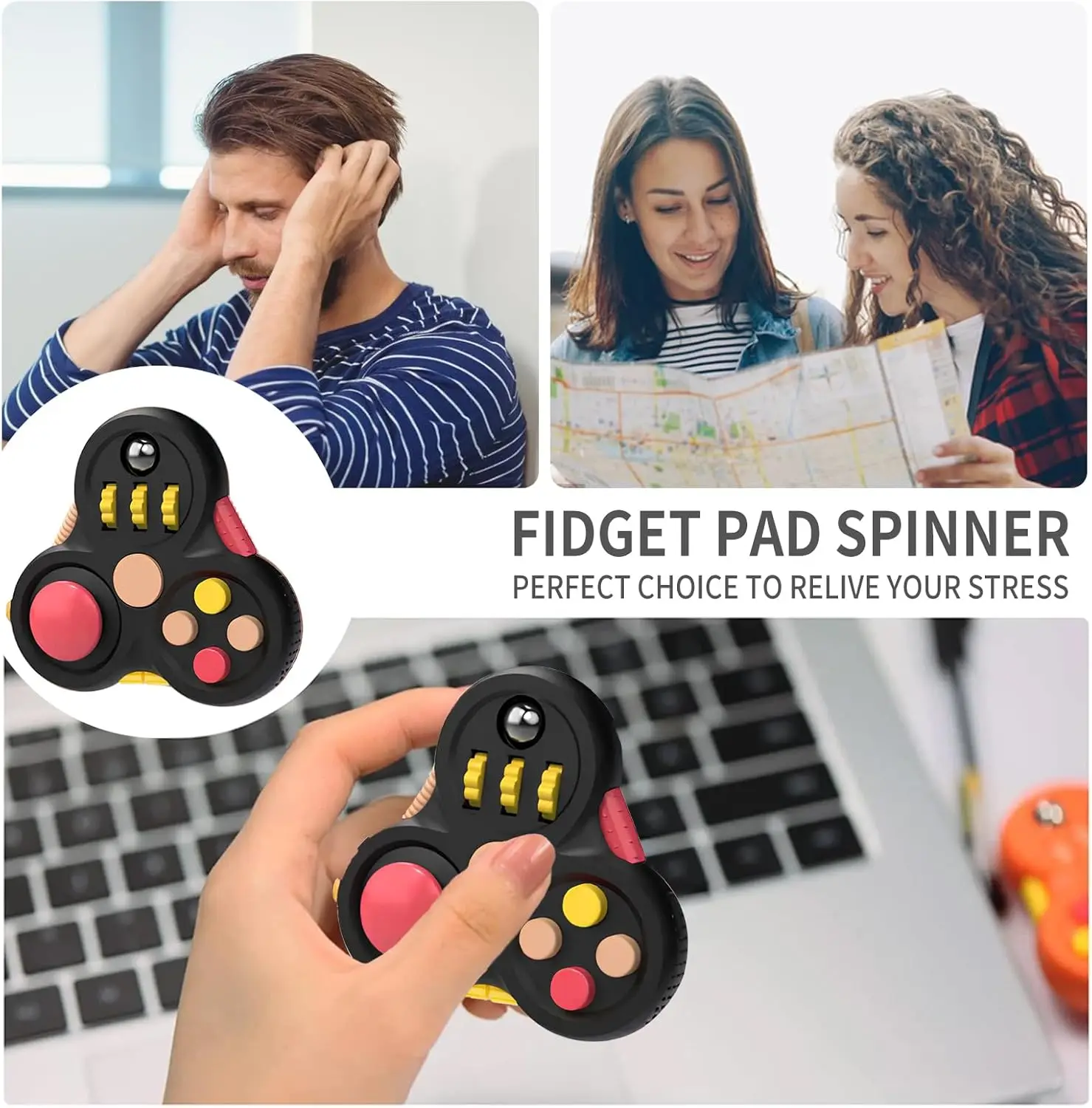 Brinquedos sensoriais do spinner do alívio do estresse para o autismo, alívio da ansiedade, brinquedos do TDAH, almofada sensorial do spinner do fidget