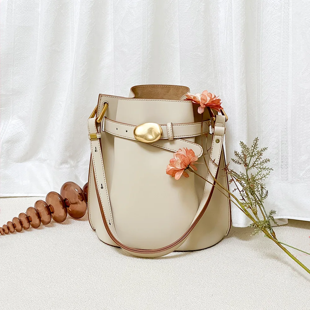 

2024 Small Design Bucket Spring New Handbag Commuter Versatile Large Capacity Genuine Leather Shoulder Bag сумка сумки для женщи