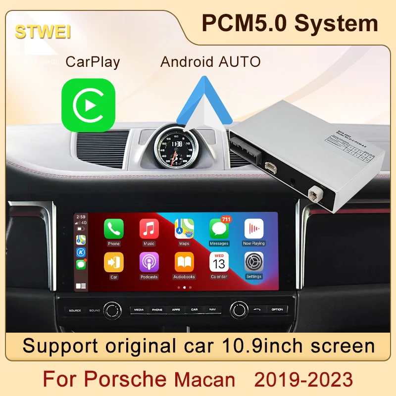 

Беспроводной CarPlay STWEI для Porsche Macan 2019-2023, поддержка оригинального 10.9-дюймового экрана, Android Auto, Mirror Link, камера заднего вида.